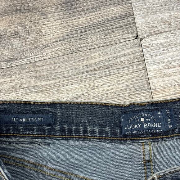Lucky Brand 410 Dark Wash Blue Mens 34x30 Athletic Fit Straight Stretch‎ Jeans - Picture 4 of 13
